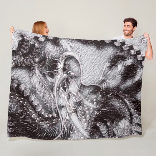 中国のなドラゴンの鉛筆の芸術 フリースブランケット (インサイチュ)