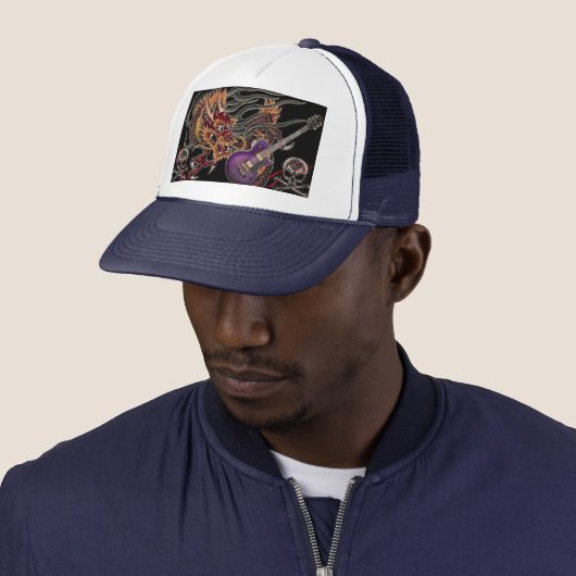 中国のなドラゴンのCrossboneの紫色のギターのスカル及び帽子 キャップ (インサイチュ)