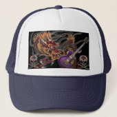 中国のなドラゴンのCrossboneの紫色のギターのスカル及び帽子 キャップ (正面)