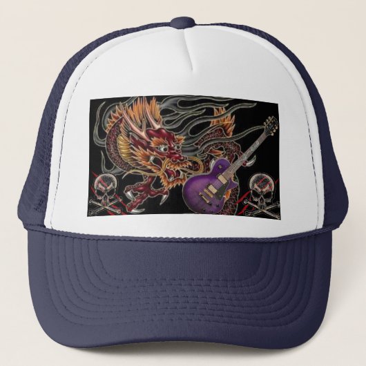 中国のなドラゴンのCrossboneの紫色のギターのスカル及び帽子 キャップ (正面)