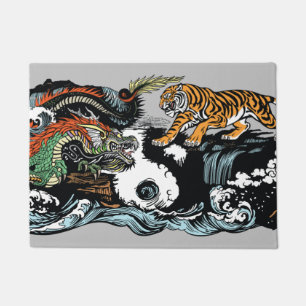 中国のなドラゴン対トラ ドアマット