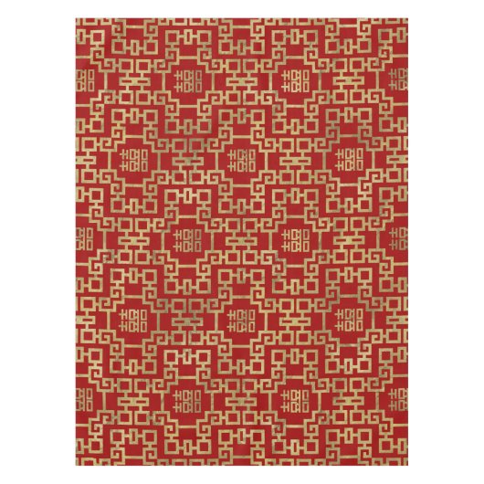 中国のなパターン倍の幸福の記号 テーブルクロス (正面)