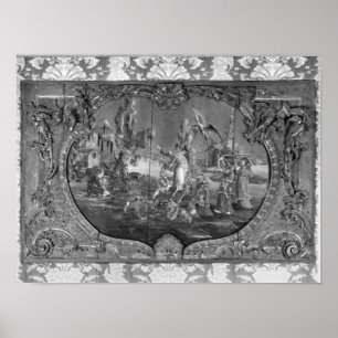 中国のな主題、c.1730が付いているOverdoorのパネル ポスター