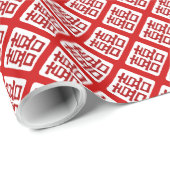 中国のな二重幸福のシールの結婚祝い ラッピングペーパー (ロールコーナー)