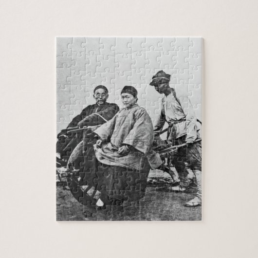 中国のな人力車、c.1870 (b/wの写真) ジグソーパズル (縦)