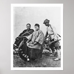 中国のな人力車、c.1870 (b/wの写真) ポスター