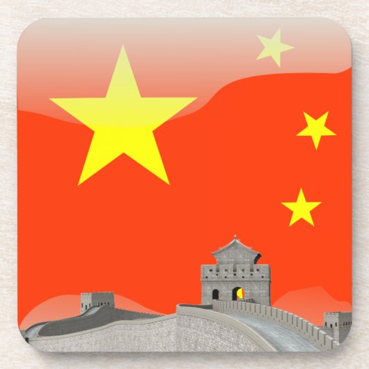 中国のな光沢のある旗 コースター (正面)