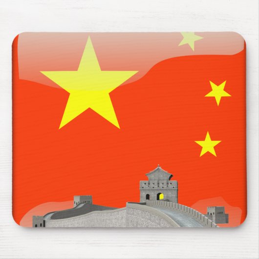 中国のな光沢のある旗 マウスパッド (正面)