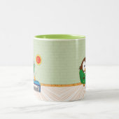 中国のな医者のフクロウ-マグ ツートーンマグカップ (中央)