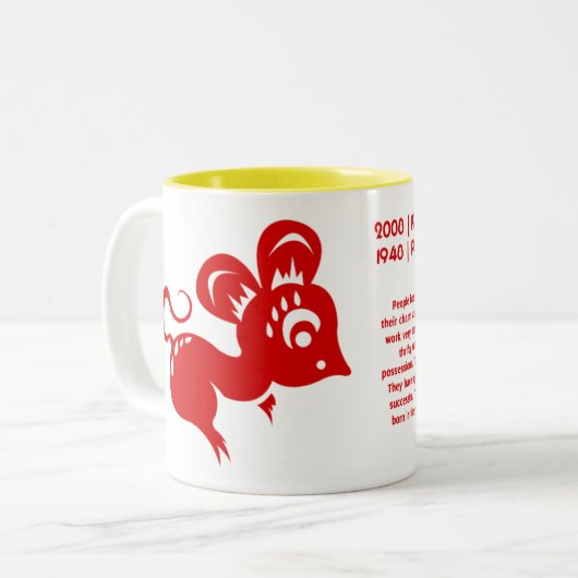 中国のな占星術のラットのイラストレーション ツートーンマグカップ (正面左)