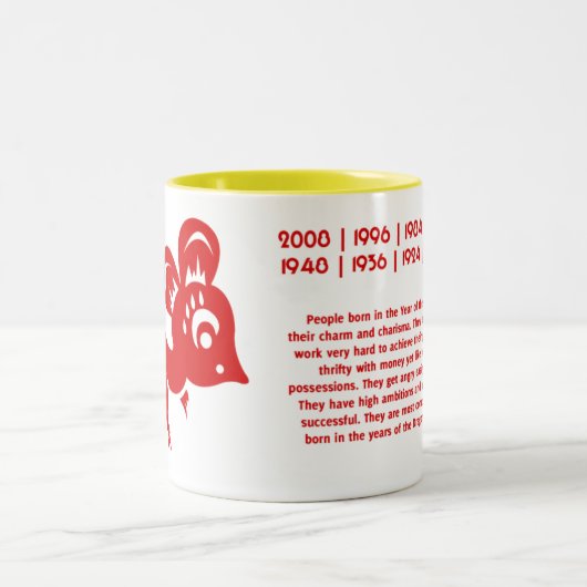 中国のな占星術のラットのイラストレーション ツートーンマグカップ (中央)