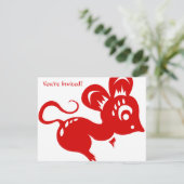 中国のな占星術のラットのイラストレーション 招待状 (スタンド正面)