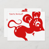 中国のな占星術のラットのイラストレーション 招待状 (正面/裏面)