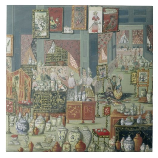 中国のな商品、18世紀半ば(ceraを販売する店 タイル (正面)