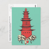 中国のな塔の郵便はがきのヴィンテージのイラストレーション ポストカード (正面/裏面)