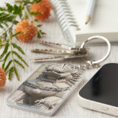 中国のな女性の保護者のライオンのFoo犬の石獅 キーホルダー (正面右)