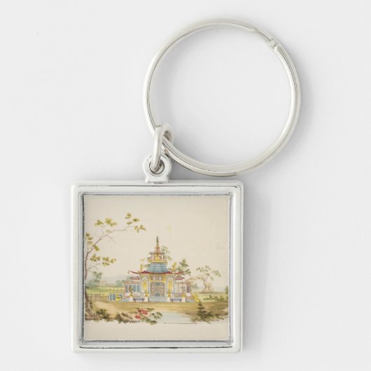 中国のな寺院、c.1810のために設計して下さい(ペン及びインク キーホルダー (正面)