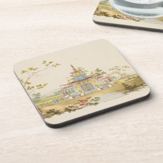 中国のな寺院、c.1810のために設計して下さい(ペン及びインク コースター (左側)