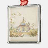 中国のな寺院、c.1810のために設計して下さい(ペン及びインク メタルオーナメント (左)