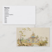 中国のな寺院、c.1810のために設計して下さい(ペン及びインク 名刺 (正面/裏面)