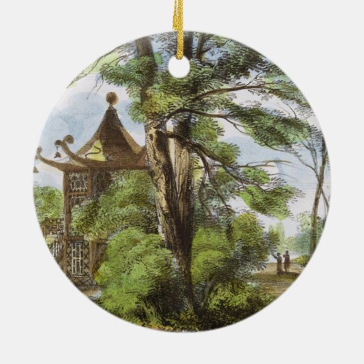 中国のな寺院、Kewの庭は、「Kew Gaからの13をめっきします セラミックオーナメント (裏面)