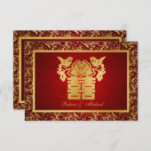 中国のな愛鳥の二重幸福RSVPカード 出欠カード (正面/裏面)