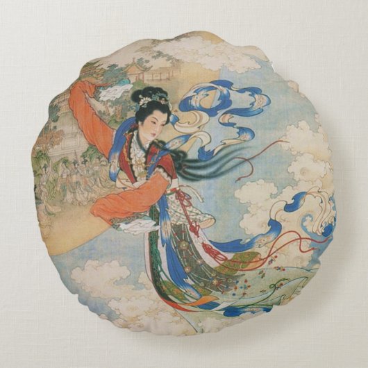 中国のな月の女神の円形の枕 ラウンドクッション (裏面)