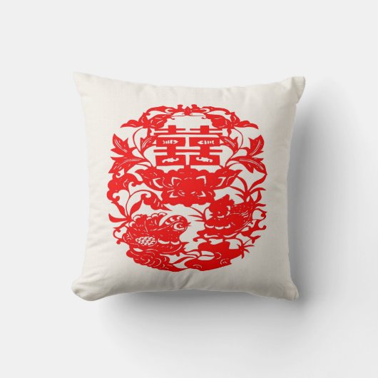 中国のな民芸の倍の幸福愛鳥 クッション (正面)