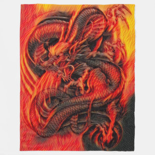 中国のな火のドラゴン フリースブランケット
