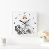 中国のな猿年の(占星術の)十二宮図の金ゴールドの記号の柱時計 スクエア壁時計 (ホーム)