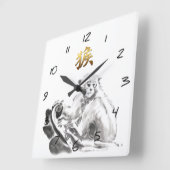 中国のな猿年の(占星術の)十二宮図の金ゴールドの記号の柱時計 スクエア壁時計 (傾斜)