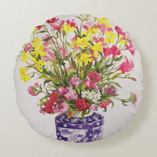 中国のな瓶の花 ラウンドクッション (正面)