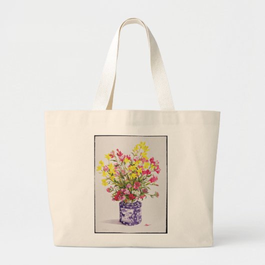 中国のな瓶の花 ラージトートバッグ (正面)