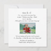 中国のな男の子の採用の発表 案内状 (裏面)