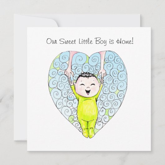 中国のな男の子の採用の発表 案内状 (正面)