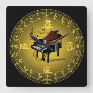 中国のな目盛板の~の音楽的な時計の~Pianoの~Scroll~ スクエア壁時計