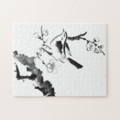中国のな絵画、プラム花および鳥 ジグソーパズル (横)