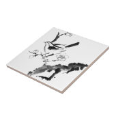 中国のな絵画、プラム花および鳥 タイル (側面)