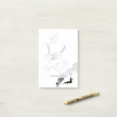 中国のな絵画、プラム花および鳥 ポストイット (デスク上)