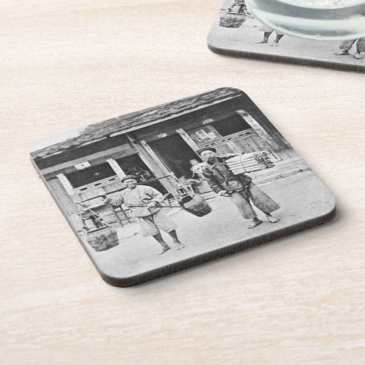 中国のな行商人、c.1870 (b/wの写真) コースター (左側)