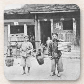 中国のな行商人、c.1870 (b/wの写真) コースター (正面)
