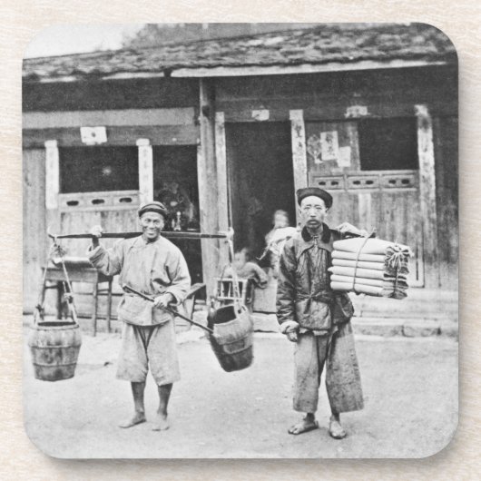 中国のな行商人、c.1870 (b/wの写真) コースター (正面)