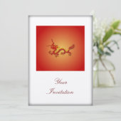 中国のな赤および金ゴールドのドラゴンのパーティーのイベントの招待状 招待状 (スタンド正面)