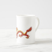 中国のな赤および金ゴールドのドラゴンの専門のコップ ボーンチャイナマグカップ (正面右)