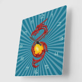 中国のな辰年の金属赤 スクエア壁時計 (傾斜)