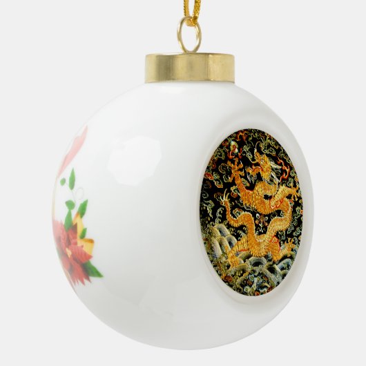 中国のな(占星術の)十二宮図のアンティークによって刺繍される金ドラゴン セラミックボールオーナメント (左)