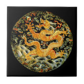 中国のな(占星術の)十二宮図のアンティークによって刺繍される金ドラゴン タイル (正面)