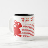 中国のな(占星術の)十二宮図のウサギPAPERCUTのイラストレーション ツートーンマグカップ (正面左)