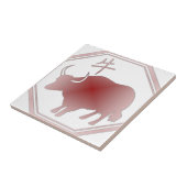 中国のな(占星術の)十二宮図のウシ タイル (側面)