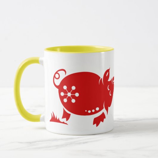 中国のな(占星術の)十二宮図のブタPAPERCUTのイラストレーション マグカップ (左)